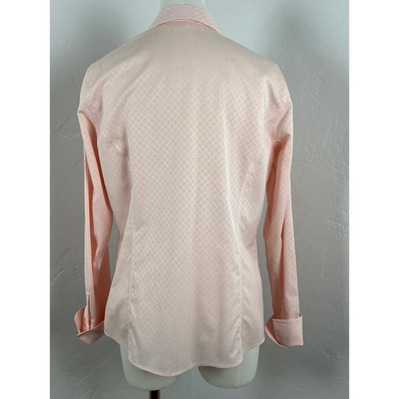 Shell Pink Button-up Long Sleeve Blouse with French Cuffs - Picture 4 of 8